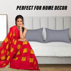 Kuber Industries Cotton Pillow Cover Set of 6 - Striped Pattern, Soft for Home and Bedroom - Gray