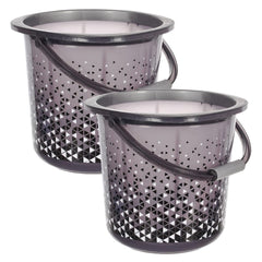 Kuber Industries Tinted Print Plastic Bucket for Home/Kitchen/Office/with Handle, 24 litre (Black)-46KM0344, Standard Pack of 2