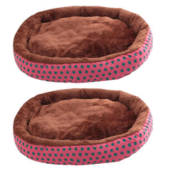 Kuber Industries Dog & Cat Bed|Soft Plush Top Pet Bed|Oxford Cloth Polyester Filling|Medium Washable Dog Bed|Circular Cat Bed with Rise-Edge Pillow|QY039RC-L|Red & Coffee (Pack of 2)