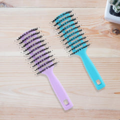 Urbane Home Hair Brush | Flexible Bristles Brush | Hair Brush with Paddle | Straightens & Detangles Hair Brush | Hair Brush Styling Hair | Round Vented | Set of 2 | Blue & Purple