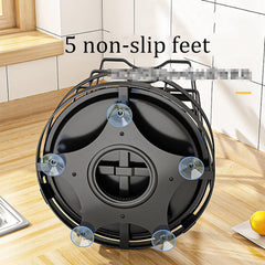 Kuber Industries 3 Layer Pot Lid Holder with Removable Drain Tray| Lid Stand Rack|Heavy Duty Standing Pot Lid Holder|Cooking Pot Lid Organizer|Spoon Rest Holder Pack of 3 (Black)