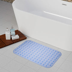 Heart Home Bath Mat | PVC Bathroom Mat | Shower Bath Mat | Transparent Round Floor Tub Mat | Foot Massager Mat | Anti-Skid Shower Mat with Drain Holes | Blue