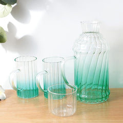 Urbane Home Borosilicate Glass Water Jug with Lid (1200ml) & 2 Cups (280ml) | Glass Jug for Water, Juice, Coffee, Iced Tea | Gift Items | Kitchen Accessories Items