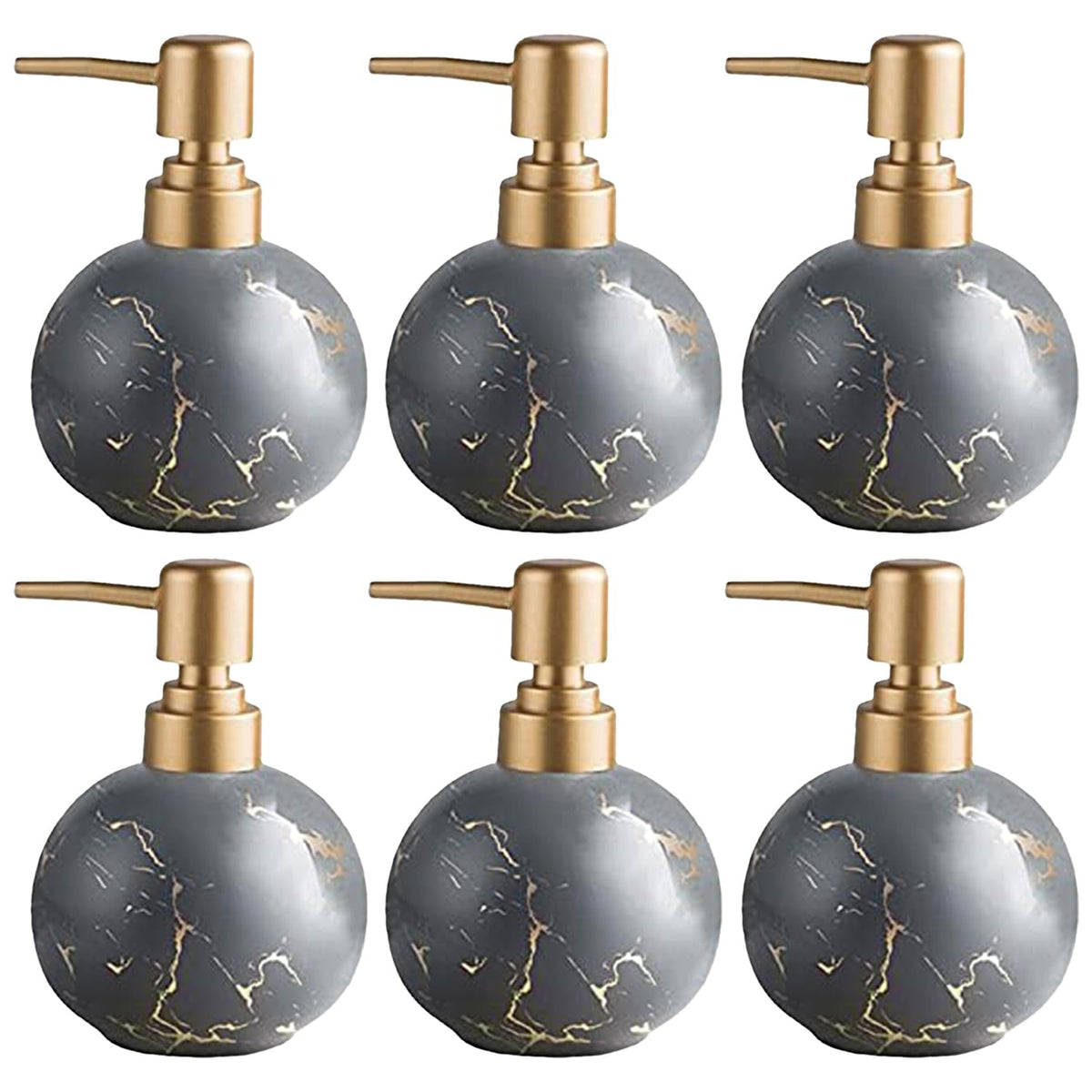 Kuber Industries Liquid Soap Dispenser | Handwash Soap Dispenser | Soap Dispenser for Wash Basin | Shampoo Dispenser Bottle | Bathroom Dispenser Bottle | 6 Piece | Pack of 2 | 300 ml | ZX022GY | Gray