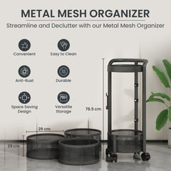 Kuber Industries 4-Layer Kitchen Trolley | 360? Rotating Storage Rack | Round Storage Rack with Wheels | Fruit and Vegetable Storage for Kitchen | (Black)