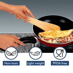 Kuber Industries Non-Stick Aluminum Frying Pan with Handle | Lightweight Induction Pan for Omelettes & Fish Cooking & Tadka | Scratch Resistent, Gas & Induction Compatible | Black