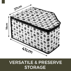 Heart Home Blouse Cover | Clothes Storage Bag | Zipper Wardrobe Organizers | Non-Woven Clothes Organiser | Side Transparent Blouse Organizer | Dot-Design | Pack of 12 | Black