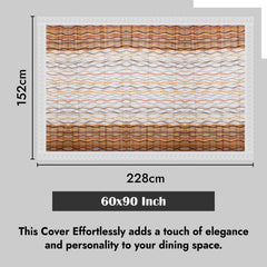 Kuber Industries Lining Design Print Dining Table Cover 6 Seater|Exclusive Table Cloth|Table Sheet for dining, Party, Events|Waterproof Table Protector|Indoor and Outdoor Use 90x60 (Beige)