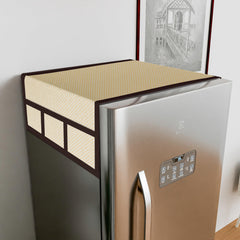 Kuber Industries Fridge Top Cover | Fridge Top Cover with Pockets | Refrigerator Top Cover for Kitchen | Fridge Top Cover with 6 Utility Pockets | Dot Fridge Cover | Golden