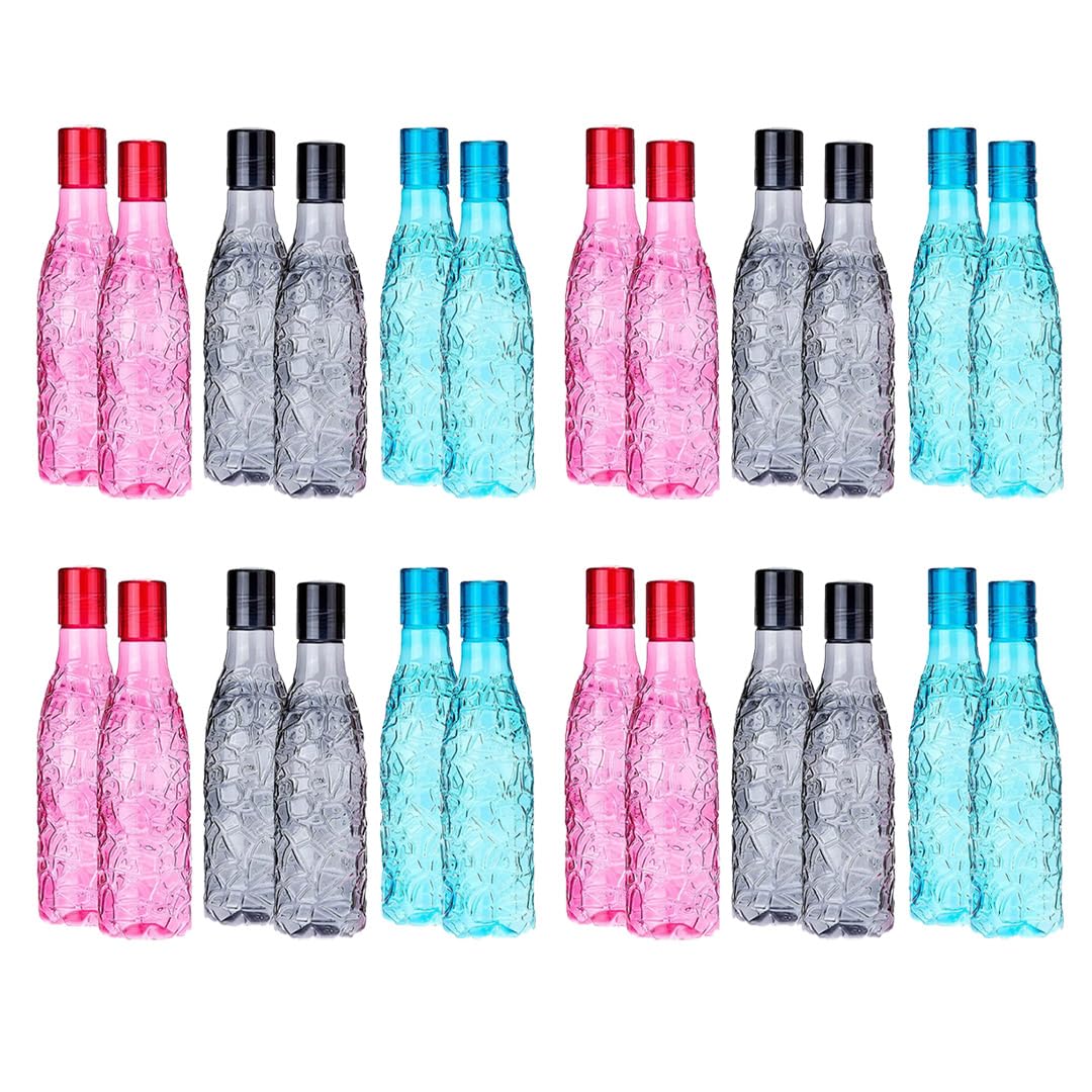Kuber Industries BPA-Free Plastic Water Bottle | Leak Proof, Firm Grip, 100% Food Grade Plastic Bottles | for Home, Office, School & Gym | Unbreakable, Freezer Proof| Set of 6|Assorted (Pack of 4)