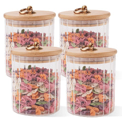 Kuber Industries Borosilicate Glass Jar with Bamboo Lid | Kitchen Organizer Items and Storage | Multi-utility, Leakproof, Airtight Jar for Cookies, Snacks, Tea, Coffee, Sugar (530 ml) (Pack of 4)