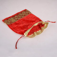 Heart Home Potli|Velvet Wedding Potli|Drawstring Closure Potli|Wallet Potli|Christmas Gift Potli|Baby Shower Potli|Traditional Shagun Potli|Gota Potli|9x12 Inch|Pack of 2|Red