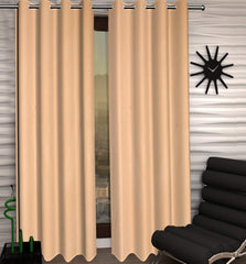 Kuber Industries 2 Pieces Polyester Eyelet Door Curtain 7 Feet (Gold) -CTKTC014230