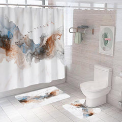 Urbane Home 7 Feet Shower Curtain & 2 Pcs Bathmat I Anti Slip I Quick Dry I Waterproof I Easy-Slide Curtains I Bath Decor I Multicolour