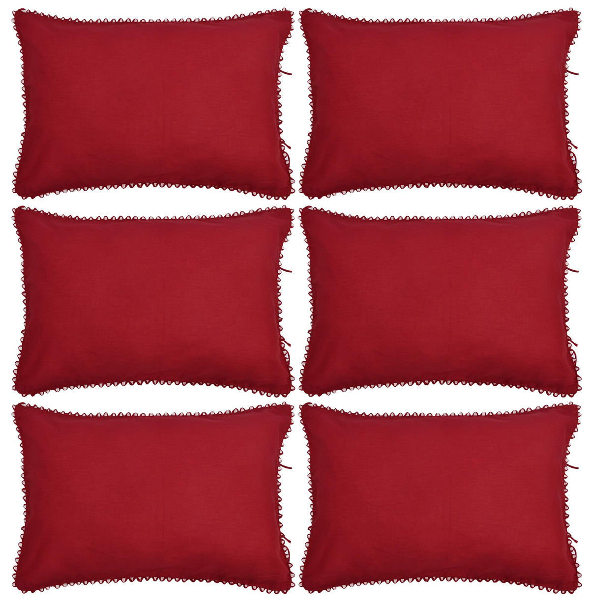 Kuber Industries 6 Piece Cotton Pillow Cover Set-17"x24" (Maroon) Luxury Pillow Covers-KUBMART03395