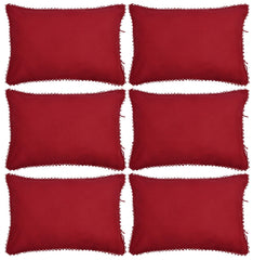 Kuber Industries 6 Piece Cotton Pillow Cover Set-17"x24" (Maroon) Luxury Pillow Covers-KUBMART03395