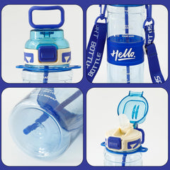 Kuber Industries Pack of 4 Kids Water Bottle With Straw |Sipper Water Bottle For Kids Boys Girls| Water Bottle with Locking Flip Lid | 800 ml |Blue | SYZ-7740C
