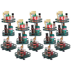 Kuber Industries 3-Layer Rotating Spice Rack|Square Shelf for Cabinet Countertop|360-Degree Rotable Kitchen Trolley|Fruit Basket Pack of 5 (Dark Green)