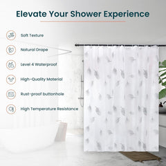 Kuber IndustriesSoft Texture Bath curtain|Natural Drape Waterproof Shower Curtain 6 Feet| Pack of 6|White