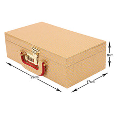 Kuber Industries Multipurpose Wooden Glitter Dot Design 2 Rod Bangle Box/Organizer/Case With Mirror & Number Lock System - Pack of 2 (Gold)-47KM0599