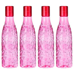 Kuber Industries BPA-Free Plastic Water Bottle | Leak Proof, Firm Grip, 100% Food Grade Plastic Bottles | For Home, Office, School & Gym|Unbreakable, Freezer Proof, Fridge Water Bottle|Pack of 4-Pink