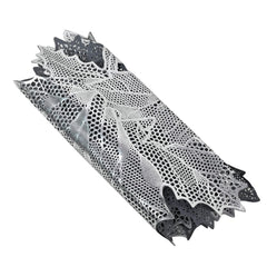 Kuber Industries Leaf Design Waterproof, Heat Resistant, Non-Slip, Easy to Clean Soft Leather Table Runner for Dining Table (Silver)-HS43KUBMART26602, Standard