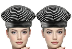 Heart Home Linning Design Cotton Chef Cap/Hat for Cooking, Baking, Party Favors, Home Kitchen, Restaurant- Pack of 2 (Black)-50HH01038