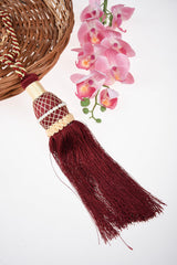 Kuber Industries Tassel Set | Curtain Tie Back Tassel Set | Curtain Holder Tieback | Curtain Tieback | Curtain Holder for Home & Office Décor | Moti Kit Pit Tassel | Pack of 4 | Maroon