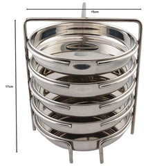 Kuber Industries Stainless Steel Khaman Dhokla Stand 5 Plates Set | Extra Deep Thatte, Idli, Dhokla Plate for Cooking | Induction & Gas Stove Compatible Cookware Set for Kitchen | Silver