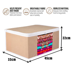 Heart Home Saree Cover | Zip Closure Saree Cover | Clothes Storage Bag | Wardrobe Organiser for Suit | Transparent Window Saree Cover | Plain-White Border | 9 inch | Pack of 9 | Brown
