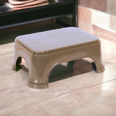Heart Home Bathroom Stool | Bathroom Plain Square Stool | Plastic Stool For Bathroom | Stool for Kitchen | Bathroom Patla | Support Stool for Bathroom | P6 | Brown
