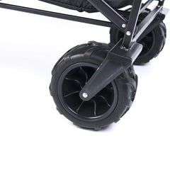 Kuber Industries (Set of 3) Garden Wagon Cart with Wheels Foldable & Portable Design - Heavy Duty Pullable Yard Cart with 8" Wide Wheels - Black