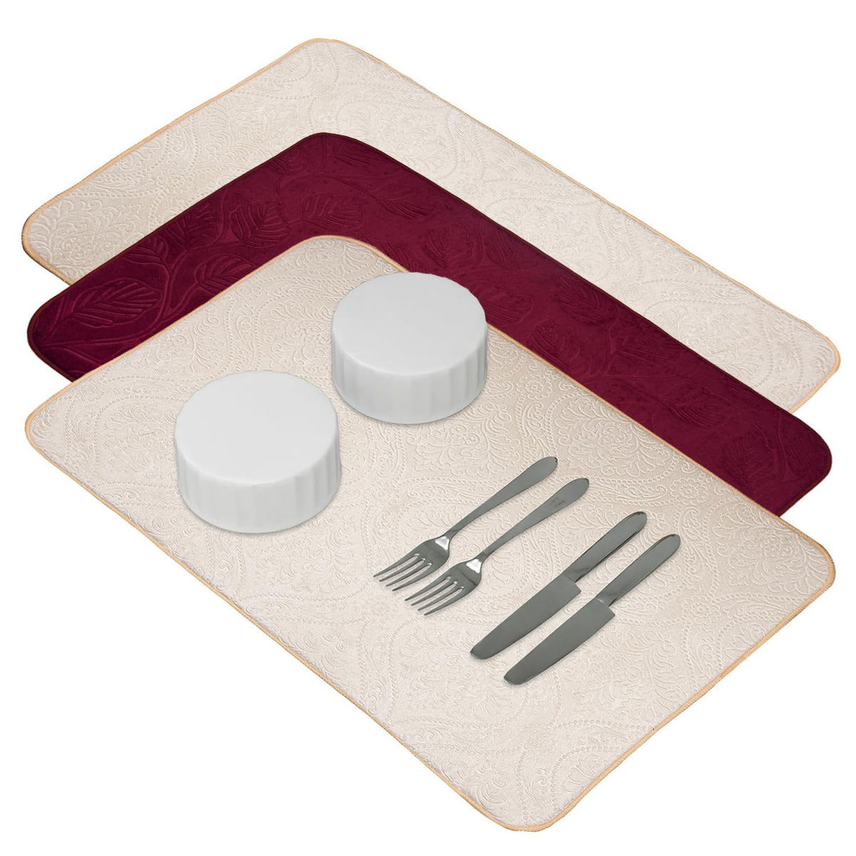 Heart Home Dish Dry Mat | Microfiber Self Drying Mat | Kitchen Drying Mat | Water Absorbent Kitchen Mat | Embossed Dish Dry Mat | 38x50 | Pack of 3 | Multicolor