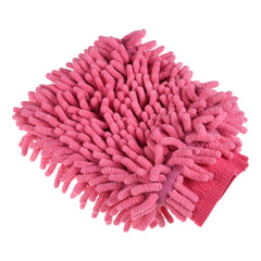 Kuber Industries Chenille Mitts|Microfiber Cleaning Gloves|Inside Waterproof Cloth Gloves|100 Gram Weighted Hand Duster|Hand Chenille Gloves for Car|Glass (Pink)