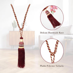 Kuber Industries Tassel Set | Curtain Tie Back Tassel Set | Curtain Holder Tieback | Curtain Tieback | Curtain Holder for Home & Office Décor | Moti Kit Pit Tassel | Pack of 4 | Maroon