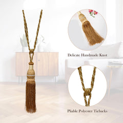 Heart Home Tassel | Curtain Tie Back Tassel Set | Curtain Holder Tieback | Curtain Tieback | Curtain Holder for Home & Office Décor | Moti Kit Pit Tassel | Golden