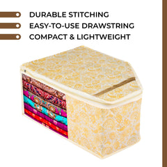 Heart Home Blouse Cover | Clothes Storage Bag | Zipper Wardrobe Organizers | Non-Woven Clothes Organiser | Side Transparent Blouse Organizer | Carry-Design | Pack of 12 | Yellow