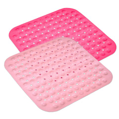 Heart Home Bath Mat | PVC Bathroom Mat | Shower Bath Mat | Square Bath Tub Mat | Foot Massager Mat | Anti-Skid Floor Mat | Shower Mat | Pack of 2 | Multi