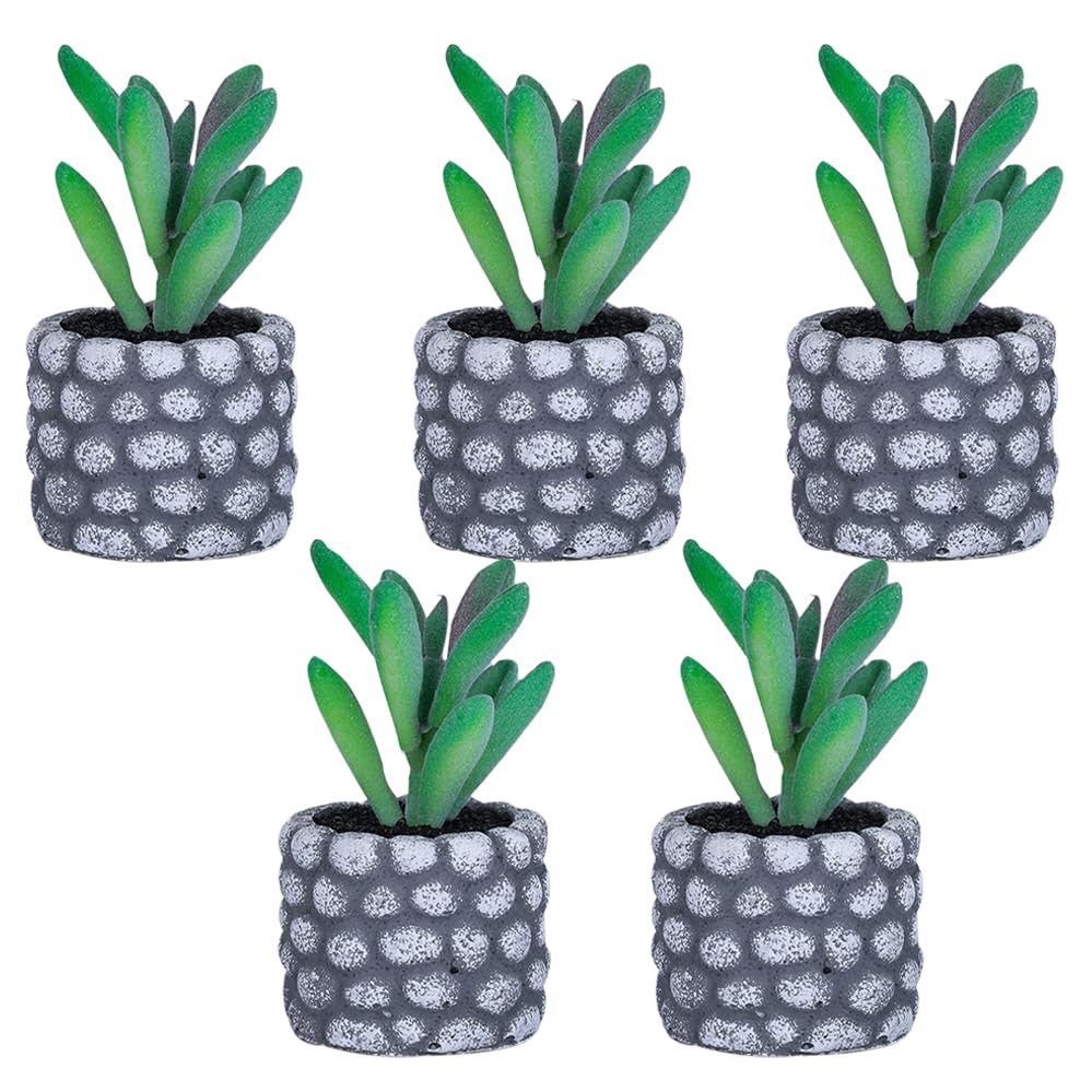 Kuber Industries Artificial Plants for Home Décor|Natural Looking Indoor Fake Plants with Pot|Artificial Flowers for Decoration-Pack of 5 (Green)
