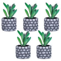 Kuber Industries Artificial Plants for Home Décor|Natural Looking Indoor Fake Plants with Pot|Artificial Flowers for Decoration-Pack of 5 (Green)