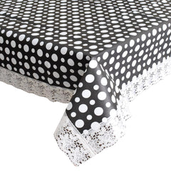Kuber Industries 40"x60" Dot Design PVC Waterproof, Antislip & Wipe Clean Center Table Cover for 4 Seater (Black & White)-HS43KUBMART25564,Standard,HS43KUBMART025564