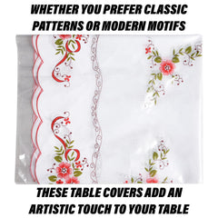 Heart Home Table Cover | PVC Dining Table Cover | Table Cloth | Center Table Cover | Table Cover for Kitchen Table | Alloy Table Cover for Hall Décor | 54 Inch | Red