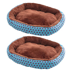 Kuber Industries Dog & Cat Bed|Soft Plush Top Pet Bed|Oxford Cloth Polyester Filling|Medium Washable Dog Bed|Circular Cat Bed with Rise-Edge Pillow|QY039BC-L|Blue & Coffee(Pack of 2)