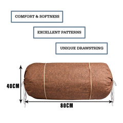 Kuber Industries Bolster Covers | Cotton Bolster Cover Set | Diwan Bolster Cover Set | Bolster Pillow Cover | Khakhi Printed Masand Cover | 16x32 Inch | Pack of 2 | Brown