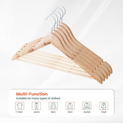 Kuber IndustriesWooden Cloth Hanger Set of 25 With Chromed Plated Steel Hook|Natural|