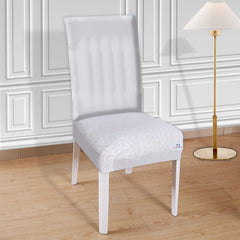 Heart Home Polyester Stretchable Elastic Dining Chair Cover/Seat Slipcover/Seat Protector- Pack of 6 (White)-50HH0990