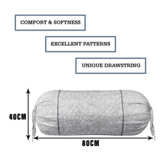 Kuber Industries Bolster Covers | Cotton Bolster Cover Set | Diwan Bolster Cover Set | Bolster Pillow Cover | Khakhi Printed Masand Cover | 16x32 Inch | Pack of 4 | White