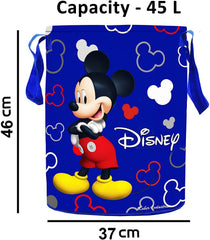 Kuber Industries Round Laundry Basket For Clothes|Disney Team Mickey Print|Toy Storage Organizer|Capicity 45 L (Blue)