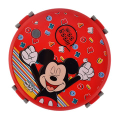 Heart Home Mickey Mouse Printed Round Inner Steel, BPA Free Insulated Lunch Box with Pickle Box & 1 Plastic Spoon (Red), Standard