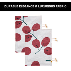 Kuber Industries Bolster Cover | Cotton Masand Pillow Cover | Diwan Round Bolster Pillow Covers | Bolster Cushion Pillow Cover Set | Roll Masand Cover | Red Cherry | Pack of 2 | White